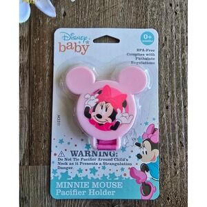 NIP Disney Baby Newborn‎ Minnie Mouse Pacifier Binky Clip Holder Pink 0+ Months